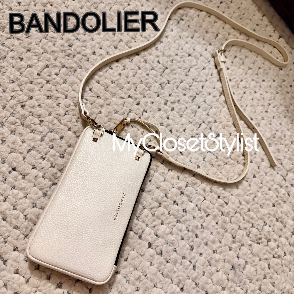 NEW! Bandolier Cream Ivory Crossbody Purse Case Strap SET! Expanded Zipper Pouch - Picture 4 of 7
